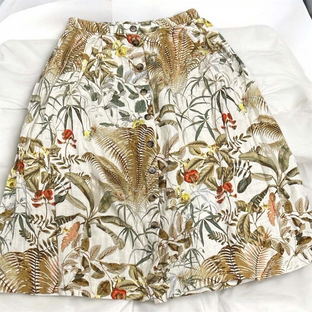 H&M Multicolor Botanical A-Line Skirt